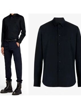 Roberto Cavalli | Camicia Comfort Fit Monogram Shirt in Black